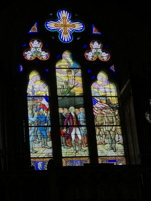 The stained glass window in the American Memorial Church is remarkable